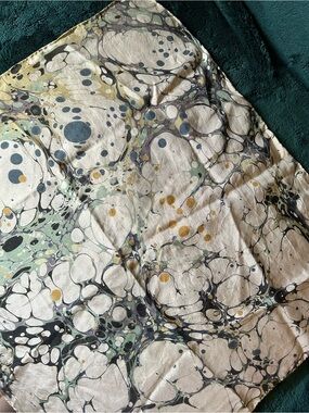Mercedez Rex Hand-Marbled 100% Silk Bandana - Lichen Pattern (20"x20")